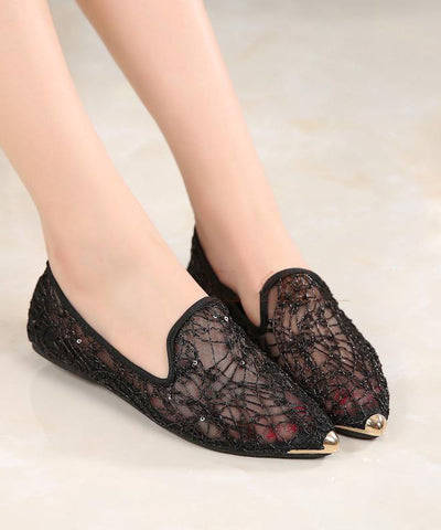 Neu Mode Blau Atmungsaktive aushöhlen Flache Schuhe Spitz