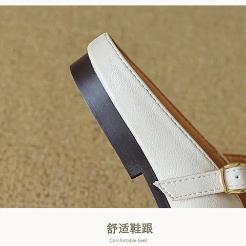 2024 new summer women's slippers Korean style mary jane shoes mules Ladies casual black flats Work shoes Large size 41-43