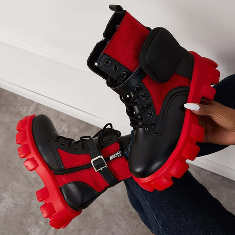 Chunky Platform Combat Ankle Boots Goth Lug Sole Booties