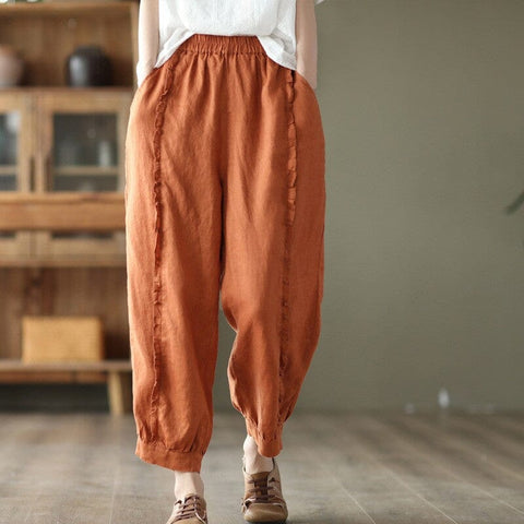 Women Summer Retro Casual Loose Trim Pants