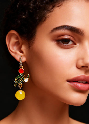 Modern Green Gilding Fine Beeswax Drop Earring