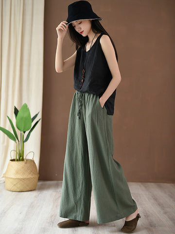 Vintage Linen Wide Leg Ramie Pants