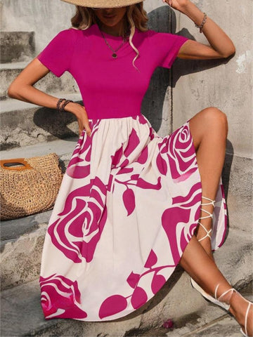 Midikleid mit Rosen-Print