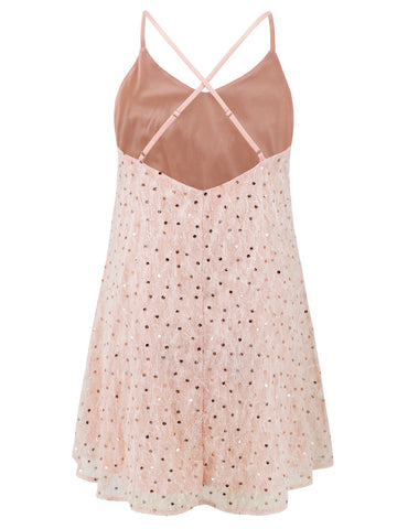 Cocktailkleid mit Pailletten und V-Ausschnitt und Mini-Camisole