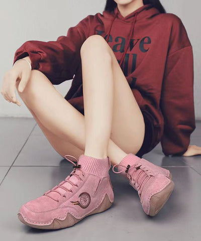 Italienische High-Top-Freizeitschuhe aus echtem Leder für Damen