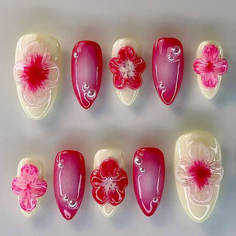 Magenta BloomCarefully designed pure handmade press-on gel nails