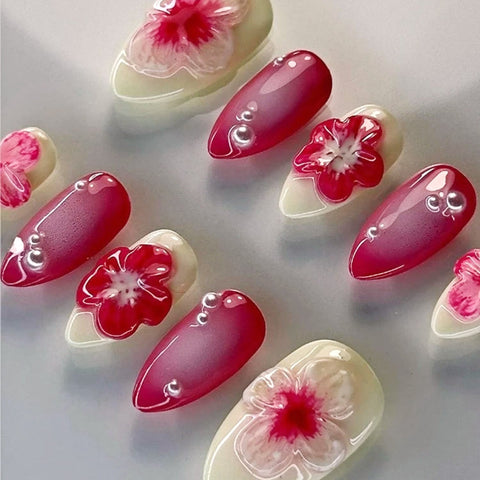 Magenta BloomCarefully designed pure handmade press-on gel nails