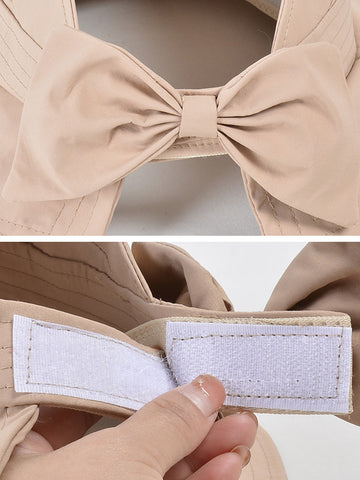 Damen Sommer Casual Bowknot Solide Großkrempe Hut