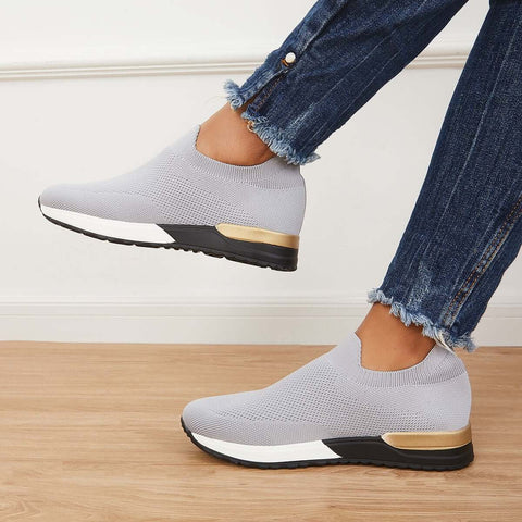 Lässige Slip-on-Strick-Loafters, atmungsaktive Wanderschuhe