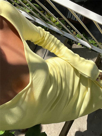 Knit Long Sleeve Maxi Dress Female Slim Solid Party Dress