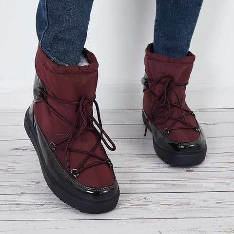 Waterproof Winter Snow Booties Pull on Fur Lining Mid Calf Boots
