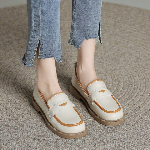 Women Casual Autumn Leather Flat Loafers