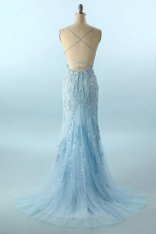 Lace Mermaid Backless Prom Formal Dress