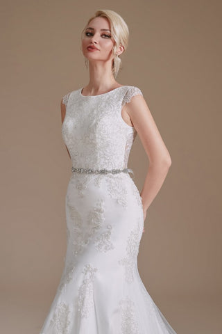 Cap Sleeves Mermaid Lace Wedding Dress Long Online