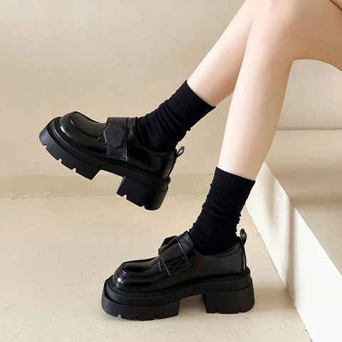 Flats Platform Loafers Shoes Women Spring New Dress Shoes Uniform Fashion Brand 2024 Designer Female Casual Zapatillas Walking