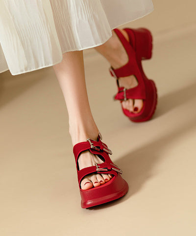 Schicke, klobige Sandalen mit Spleißen, schwarzes Rindsleder, Peep Toe