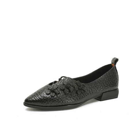 Women Spring Summer Retro Leather Flat Casual Shoes