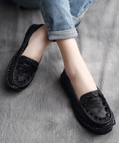 Kaffeefarbene Vintage Handgemachte flache Schuhe aus Rindsleder