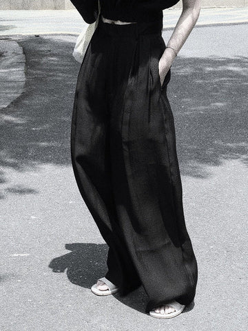 High-Waisted Pleated See-Through Loose Sun-Protection Trousers Casual Pants Bottoms