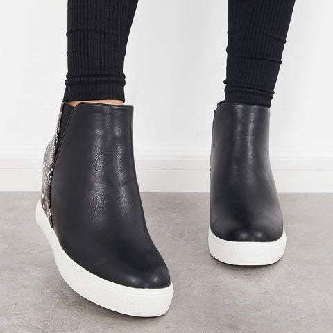 Slip on Hidden Wedge Sneakers Platform Wedge Booties
