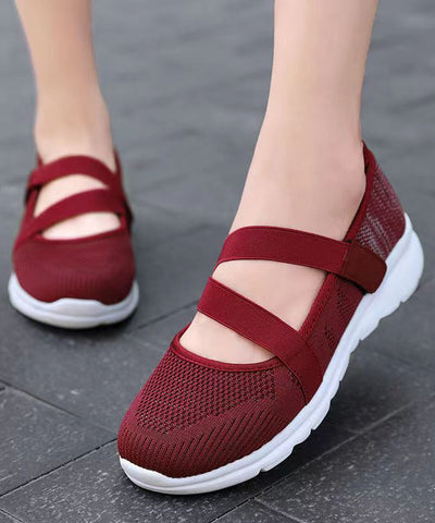 Frauen Spleißen Flache Schuhe Rot Bequeme Atmungsaktive Mesh