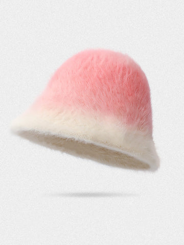 Women Winter Warm Gradient Color Plush Hat