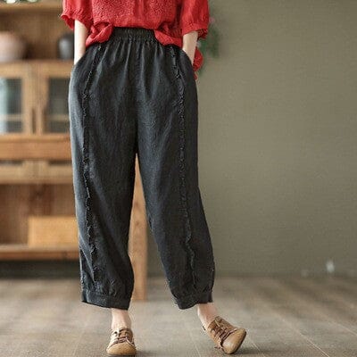Women Summer Retro Casual Loose Trim Pants