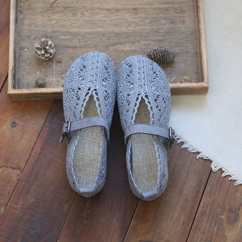 Women Hollow Retro Casual Flat Sandals