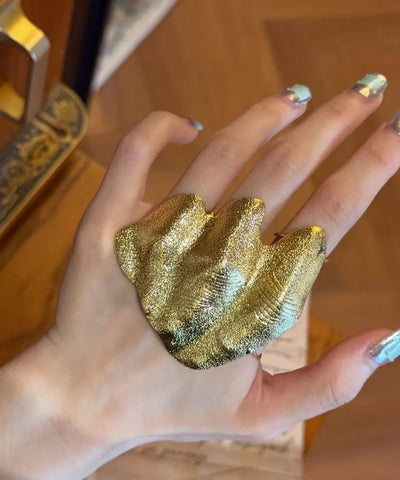 Boutique Gold Alloy Asymmetrical Wrinkled Rings