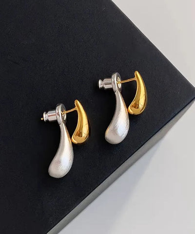 Chic Colorblock Copper Overgild Water Droplet Stud Earrings