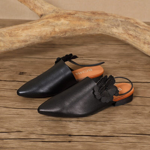 Summer Retro Leather Casual Pointed Toe Slippers