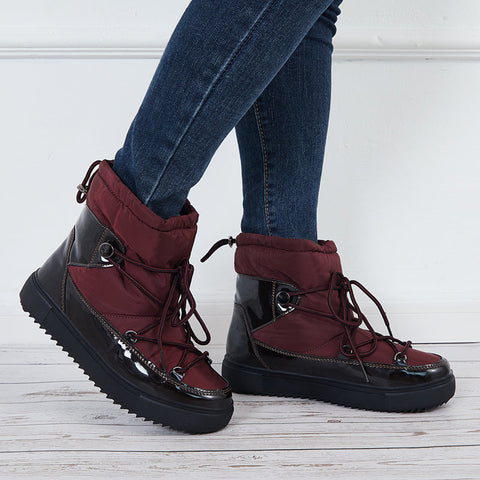 Waterproof Winter Snow Booties Pull on Fur Lining Mid Calf Boots
