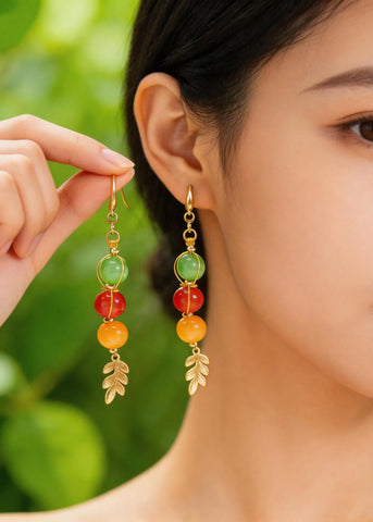 Original Design Rainbow Crystal Oriental Drop Earrings