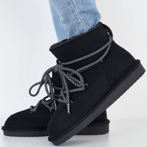 Lace Up Ankle Snow Boots Non Slip Warm Winter Booties