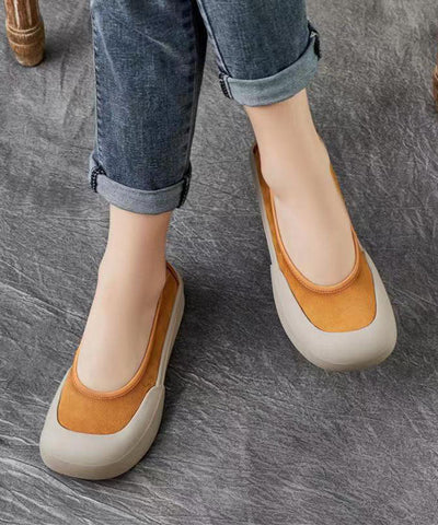 Bequeme flache Schuhe aus gelbem Rindsleder für Damen