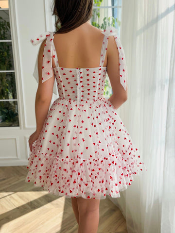 A-Linie Tüll-Heimkehrkleid mit Herzausschnitt