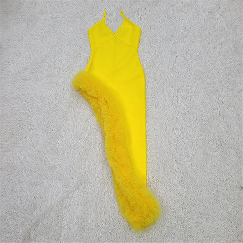 Women Spaghetti Strap Bandage Dress 2023 New Sexy Pacthwork Clothes Club Party Celebrity Elegant Dresses