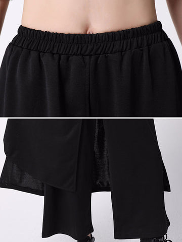 Casual False Two Solid Empire Capri-Pants Bottoms