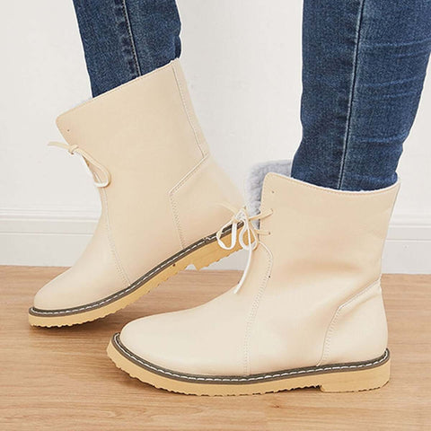 Warm Cotton Lined Snow Ankle Boots Wide Width Flat Booties