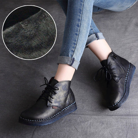 Cozy Autumn Winter Retro Handmade Boots Women 35-42