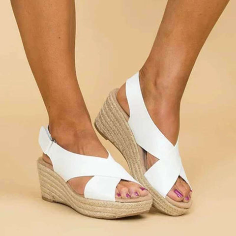 Criss Cross Espadrilles Platform Wedges Ankle Strap Sandals