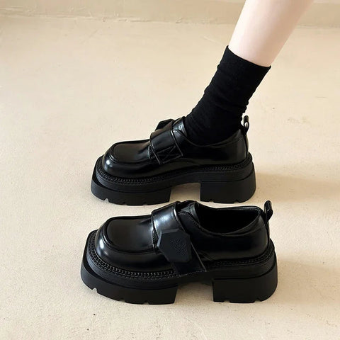 Flats Platform Loafers Shoes Women Spring New Dress Shoes Uniform Fashion Brand 2024 Designer Female Casual Zapatillas Walking