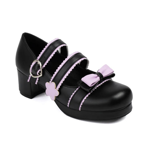 - Japanese Harajuku Style Spring Lolita Cute Girls Sweet Pumps Mixed Color Round Toe Cosplay BowTie Kawaii Chic Mary Janes Shoes