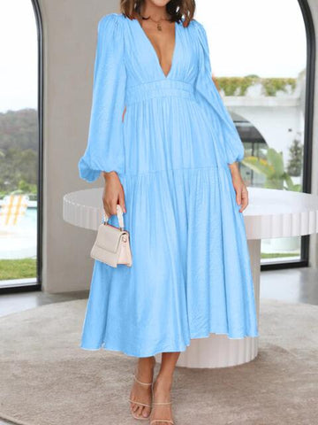 Boho Maxikleid mit Ballonärmeln für den Strandurlaub