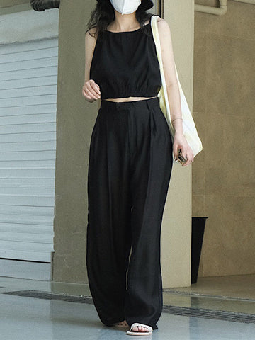 High-Waisted Pleated See-Through Loose Sun-Protection Trousers Casual Pants Bottoms