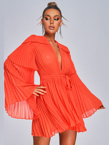 Empire Waist Party Chiffon Dress Draped Vestidos