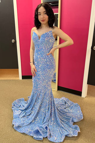 Strapless Sequins Fuchsia Mermaid Prom Dress