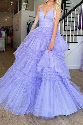 A Line Spaghetti Straps Pink Long Prom Dress with Split
