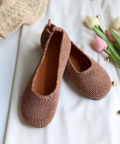 Boutique Bequeme Kaffee Flache Schuhe Schaffell Spleißen