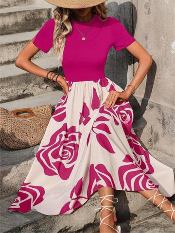 Midikleid mit Rosen-Print